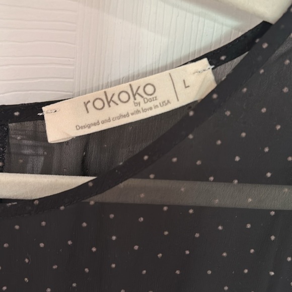 Rokoko black polka dot dress size Large - Picture 5 of 7